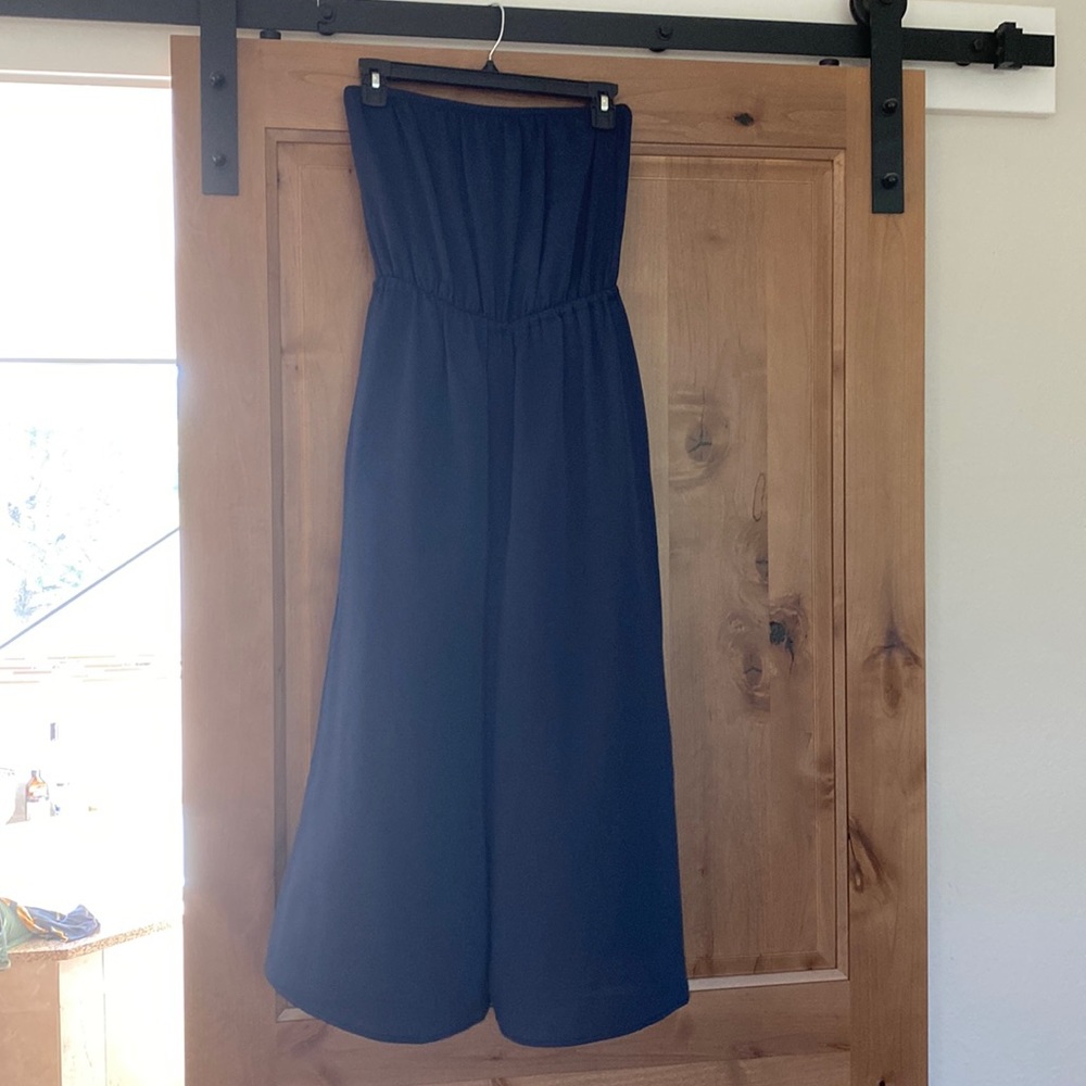 urban outfitters smocked satin-material jumpsuit